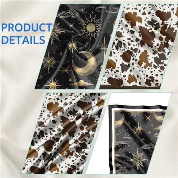 2 PCS Scarf Silk Feeling Square Satin Headwear Hair Scarves Wrap 27.5 Inches - Picture 3 of 8